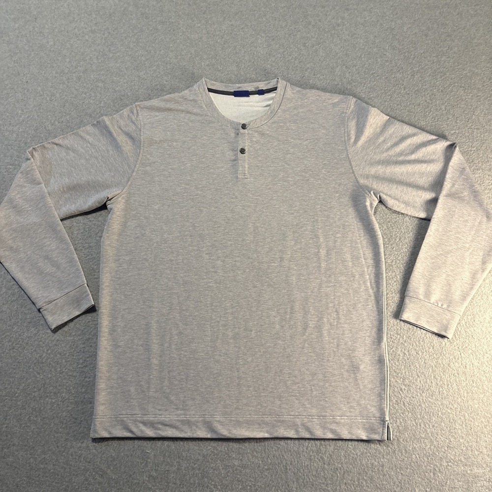 Footjoy Long Sleeve Henley Men's L Heather Gray 2 Button Golf SUPER SOFT